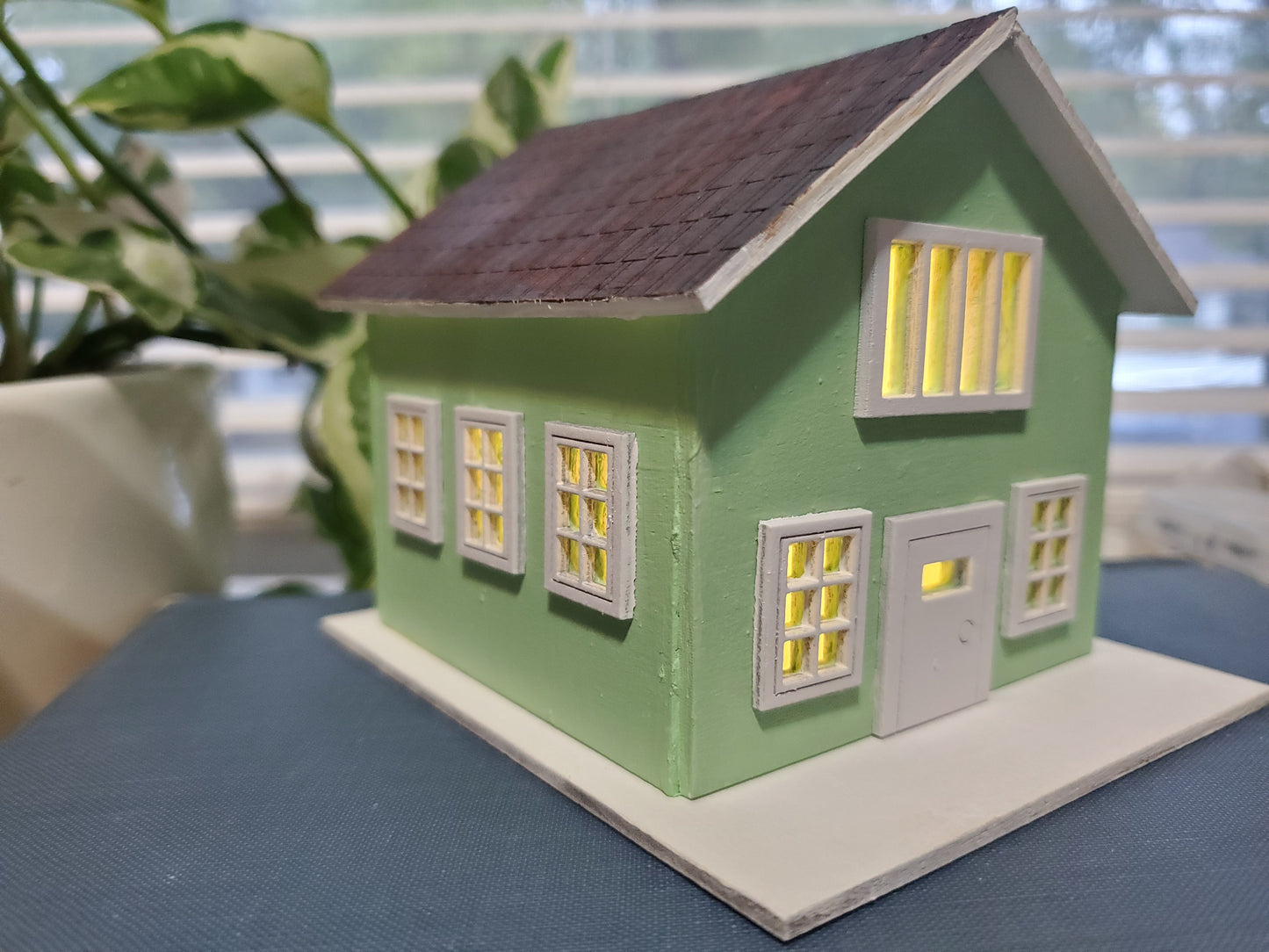 Modern Miniature House – The Spruce Street Home | Tiny Laser-Cut Decor | Minimalist Desk or Plant Shelf Accent