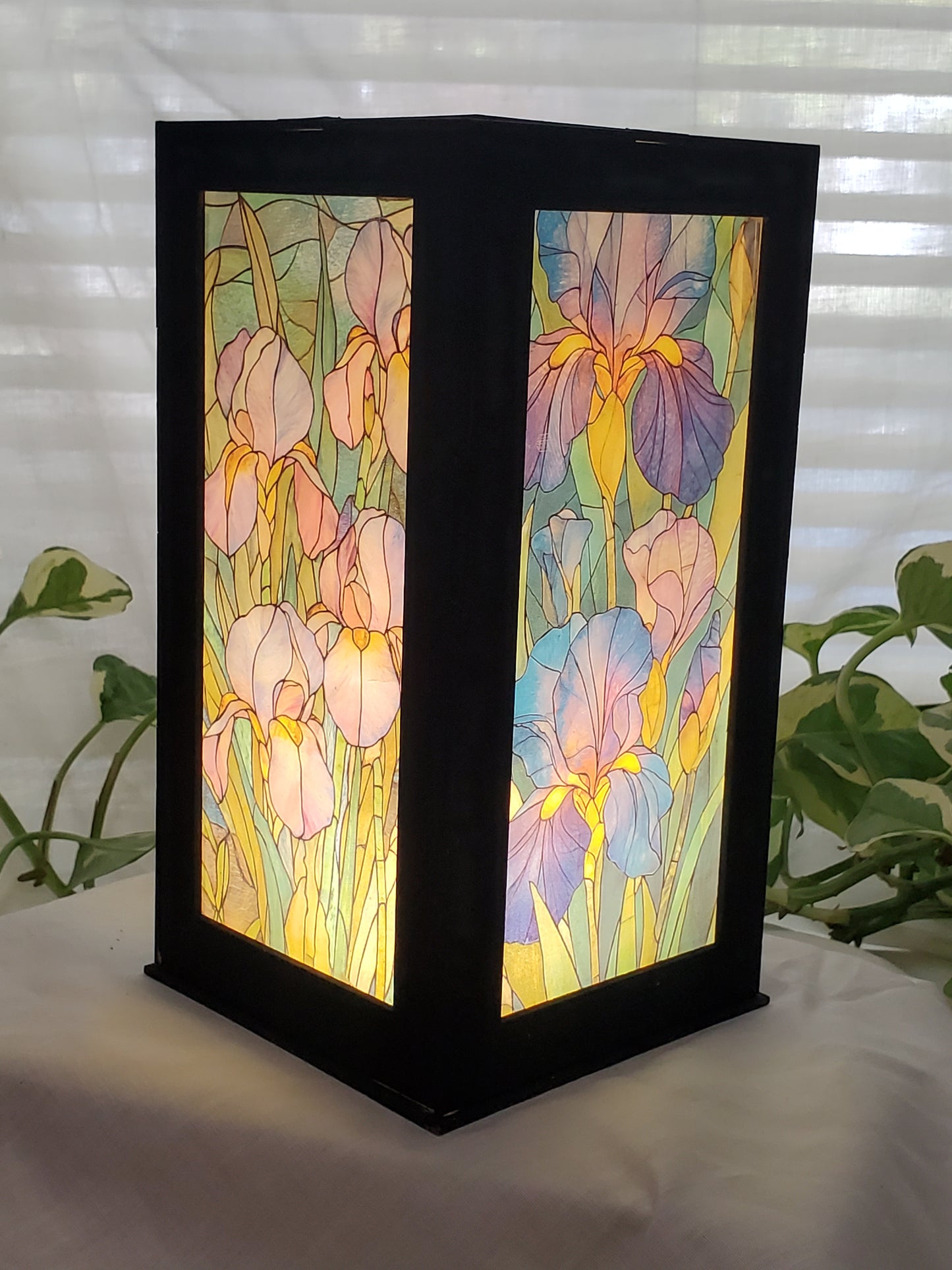 LED Lit Iris Art Lantern