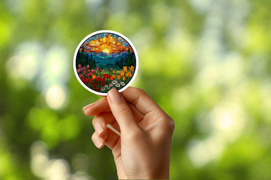 Stained Glass Mountain Sticker