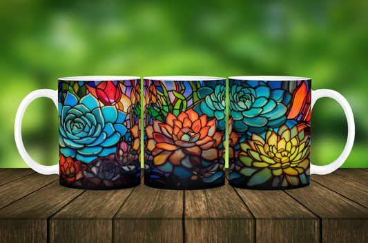 Stained Glass Succulent Mug