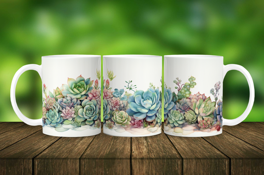 Succulent Plants Mug  - 11 oz Ceramic Coffee Mug