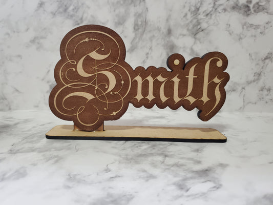 "Floating" Etched Wood Name Sign